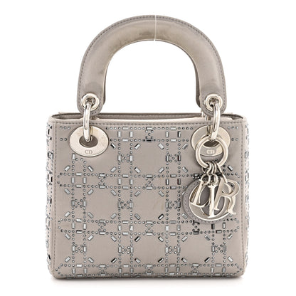 Christian Dior Satin Crystal Cannage Mini Lady Dior Gray 1 of 16