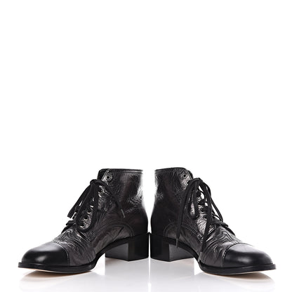 Chanel Metallic Calfskin CC Ankle Boots 40.5 Silver Black 16 of 16