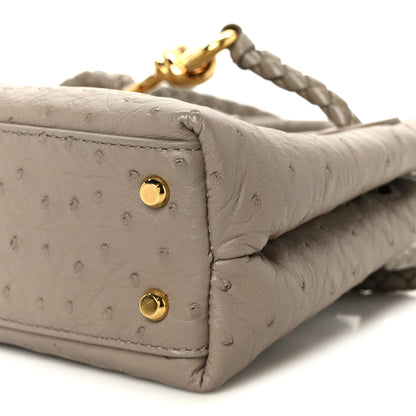 Bottega Veneta Ostrich Mini Andiamo Shoulder Bag Limestone 10 of 10