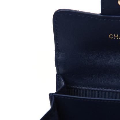 Chanel Letter Calfskin Embossed Quilted Card Holder Dark Blue 5 of 6