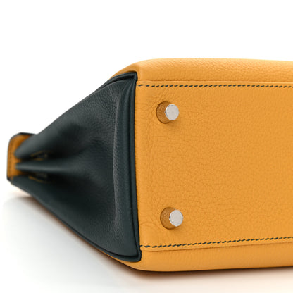 Hermes Togo Horseshoe Kelly Retourne 25 Jaune Ambre Vert Cypress 9 of 10