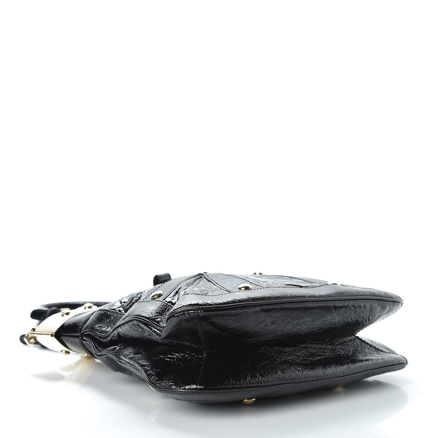 Patent Studded Shoulder Bag Black