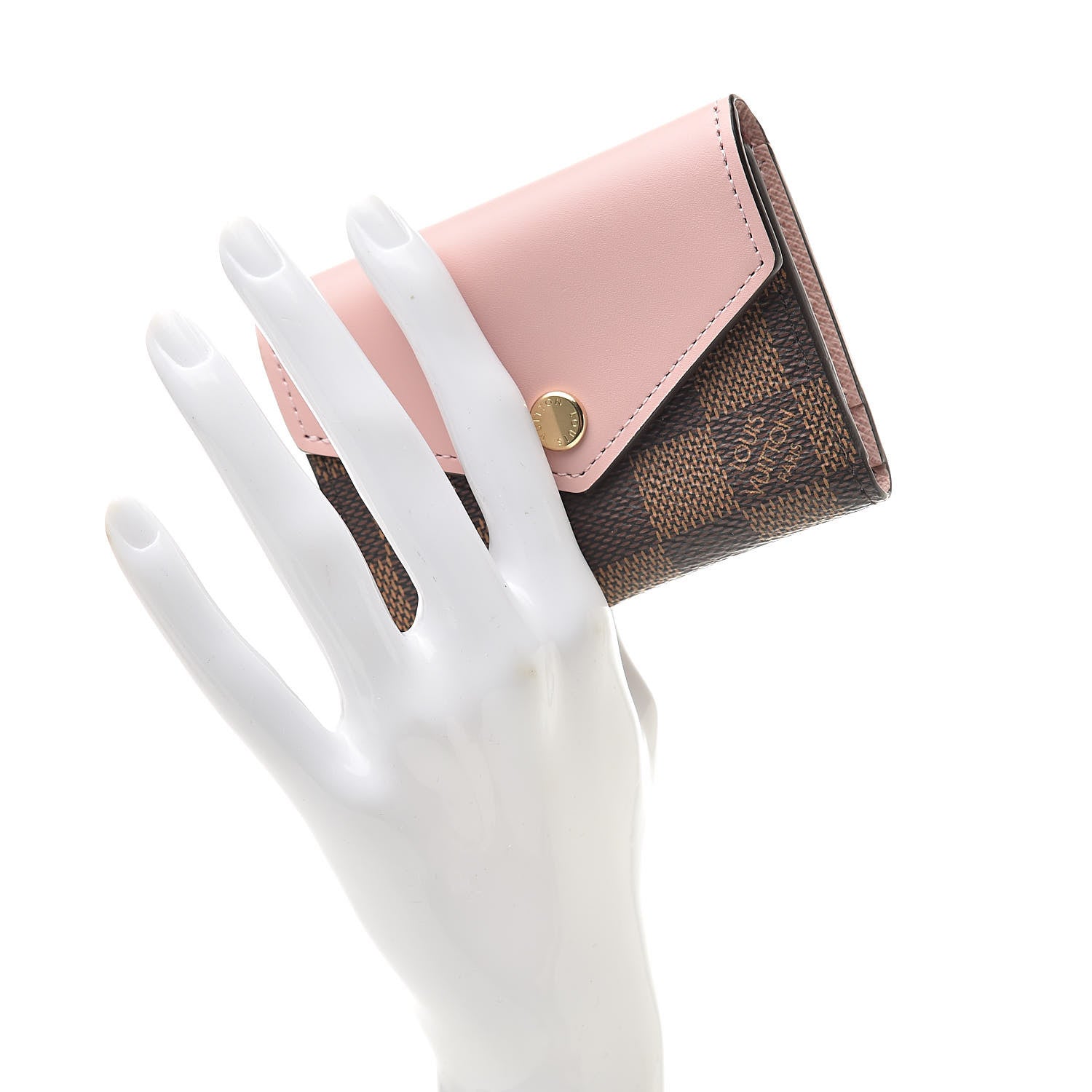 Louis Vuitton Damier Ebene Zoe Wallet Rose Ballerine 2 of 8