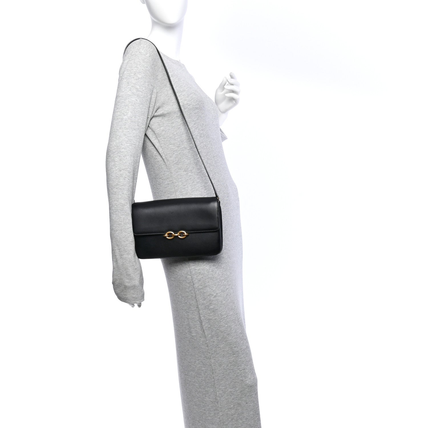 Saint Laurent Smooth Calfskin Le Maillon Satchel Black 2 of 12