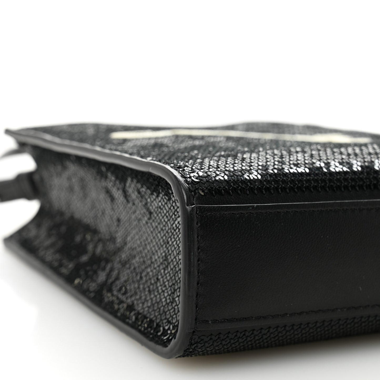 Sequin Calfskin Mini Vertical Cabas Black White