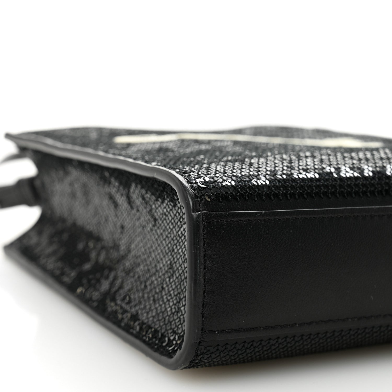 Celine Sequin Calfskin Mini Vertical Cabas Black White 7 of 8