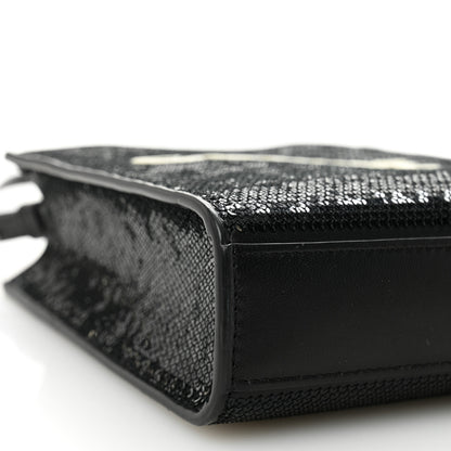 Celine Sequin Calfskin Mini Vertical Cabas Black White 7 of 8