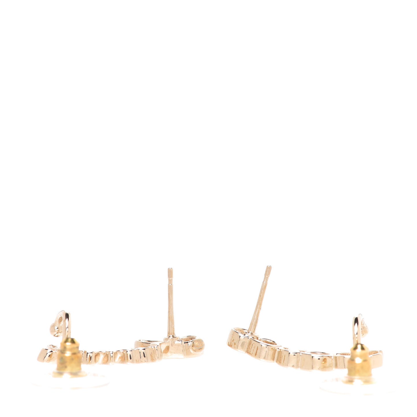 Metal Crystal Coco Script CC Climber Earrings Gold