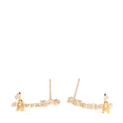 Chanel Metal Crystal Coco Script CC Climber Earrings Gold 4 of 5