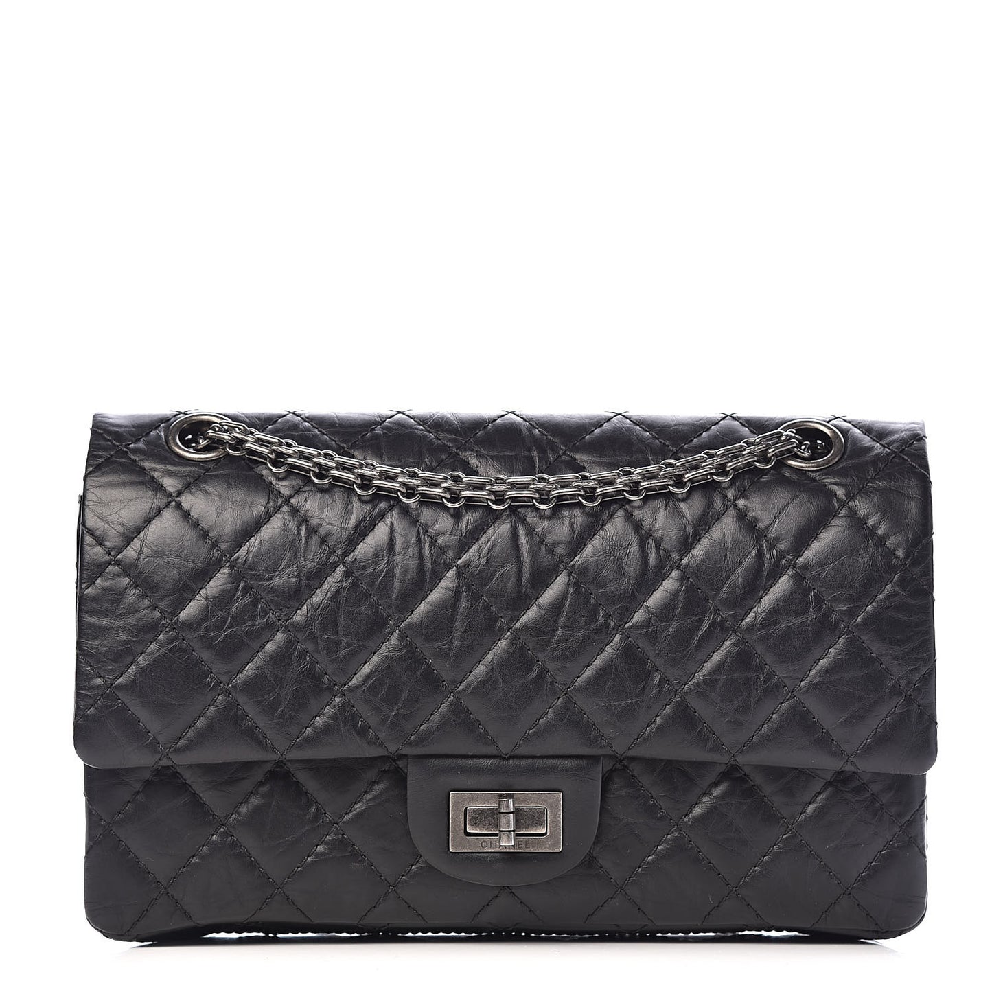 Aged Calfskin Quilted 2.55 Reissue 225 Flap Black