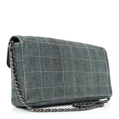 Chanel Denim Chocolate Bar Quilted East West Flap 3 of 12