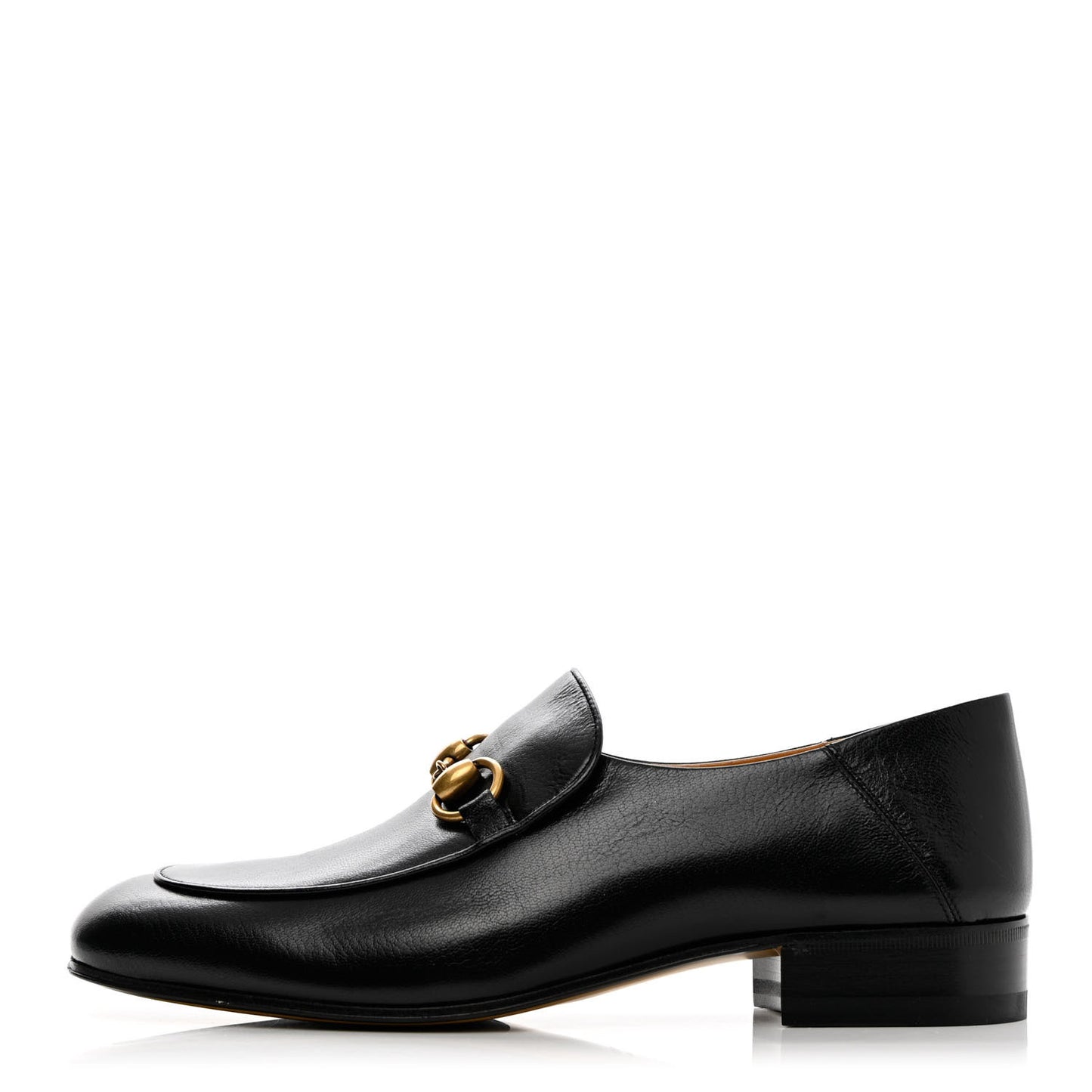 Goatskin Womens Horsebit Mid-Heel Loafers 38.5 Black