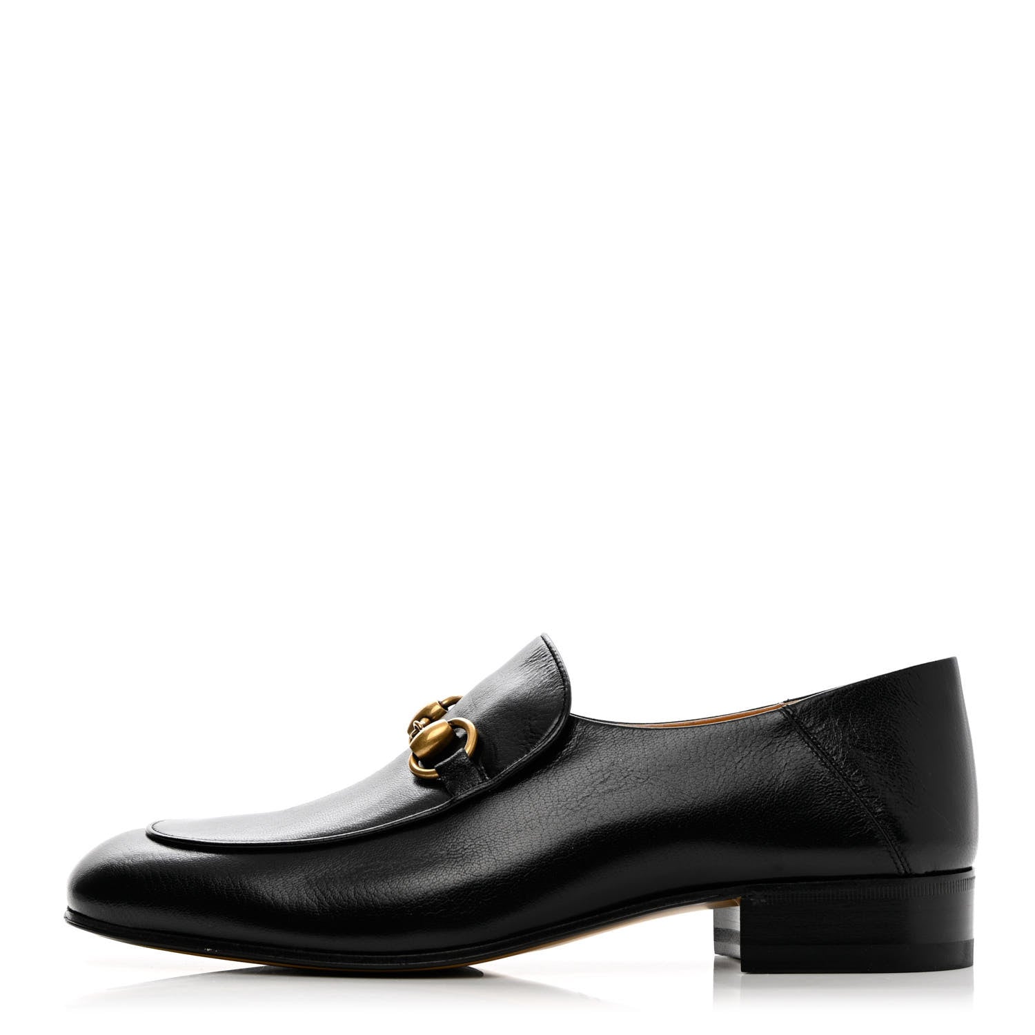 Gucci Goatskin Womens Horsebit Mid-Heel Loafers 38.5 Black 1 of 15