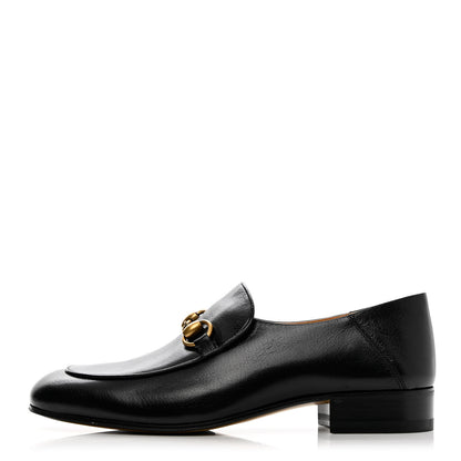 Gucci Goatskin Womens Horsebit Mid-Heel Loafers 38.5 Black 1 of 15