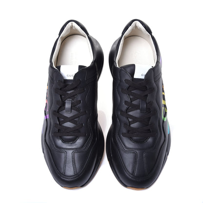Gucci Calfskin Iridescent Logo Mens Rhyton Sneakers 13 Black 5 of 10
