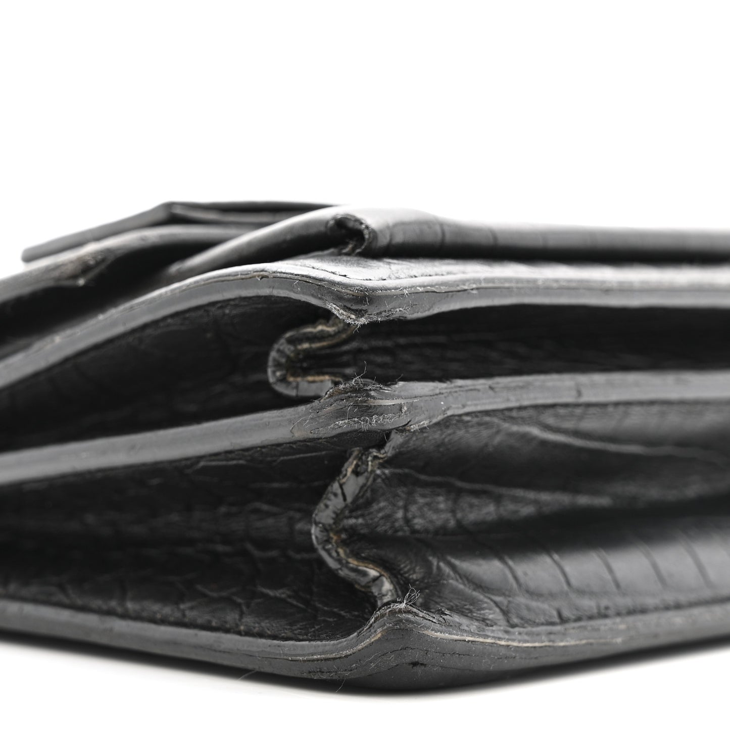 Calfskin Crocodile Embossed Medium Monogram Sunset Black
