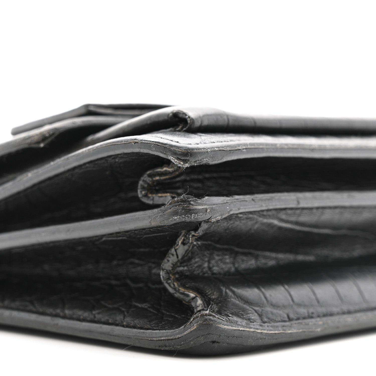 Saint Laurent Calfskin Crocodile Embossed Medium Monogram Sunset Black 9 of 13