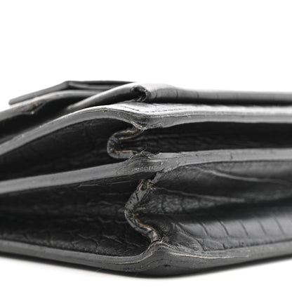 Saint Laurent Calfskin Crocodile Embossed Medium Monogram Sunset Black 9 of 13