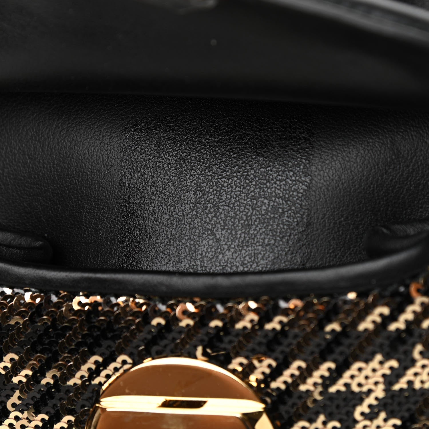 Salvatore Ferragamo Calfskin Sequin Small Fiamma Bag Black Gold 11 of 13