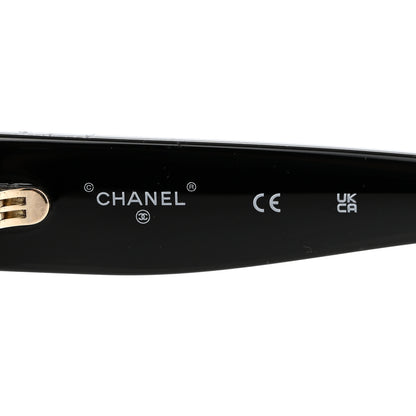 Chanel Acetate Rectangle Logo Sunglasses 71506A Black Gold 6 of 8
