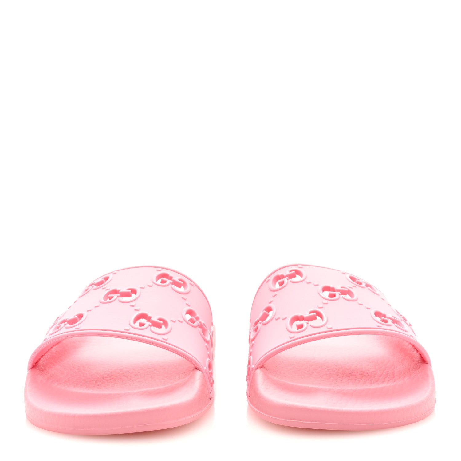 Gucci Rubber GG Monogram Perforated Womens Slide Sandals 38 Rose Box 3 of 7