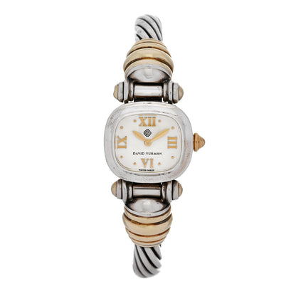 David Yurman Sterling Silver 14K Yellow Gold Mother of Pearl 21mm Classic Cable Quartz Watch 1 of 6