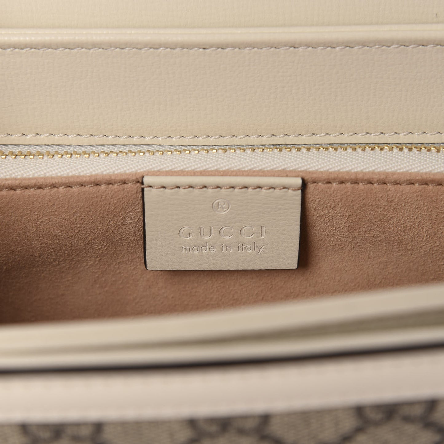 GG Supreme Monogram Horsebit 1955 Shoulder Bag Beige Mystic White