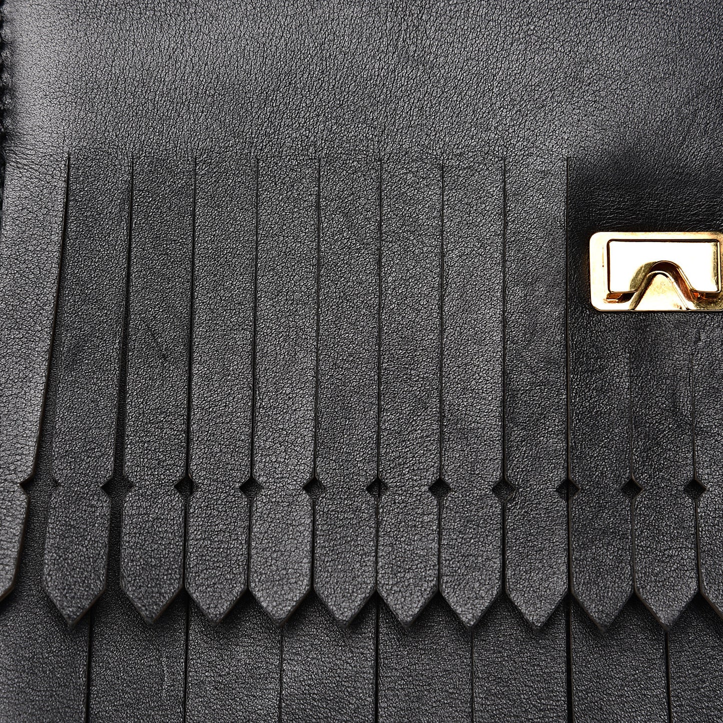 Grainy Calfskin Broguing Tassel Small Macken Crossbody Bag Black