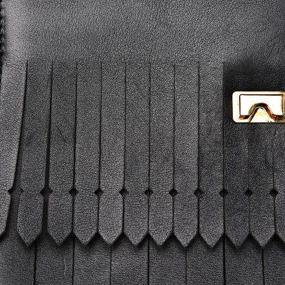 Burberry Grainy Calfskin Broguing Tassel Small Macken Crossbody Bag Black 12 of 14