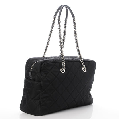 Prada Nylon Tessuto Impuntu Quilted Medium Shoulder Bag Black 3 of 7