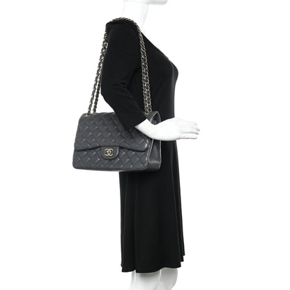 Chanel Lambskin Quilted Jumbo Double Flap Dark Grey 2 of 16