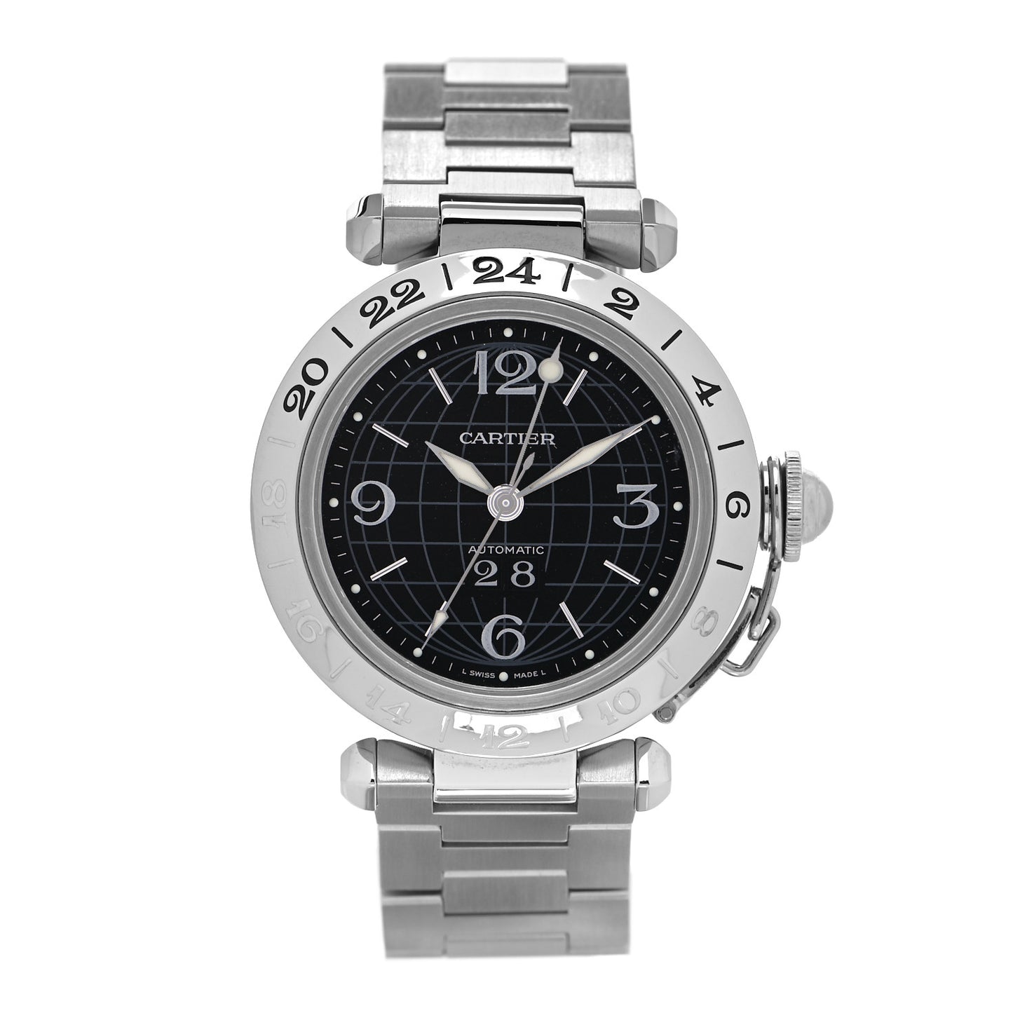 Stainless Steel 35mm Pasha C Big Date Automatic Watch Black