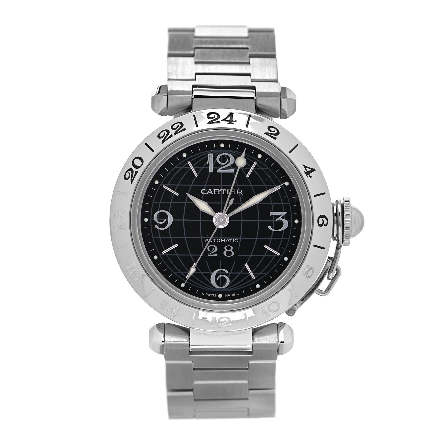 Cartier Stainless Steel 35mm Pasha C Big Date Automatic Watch Black 1 of 4