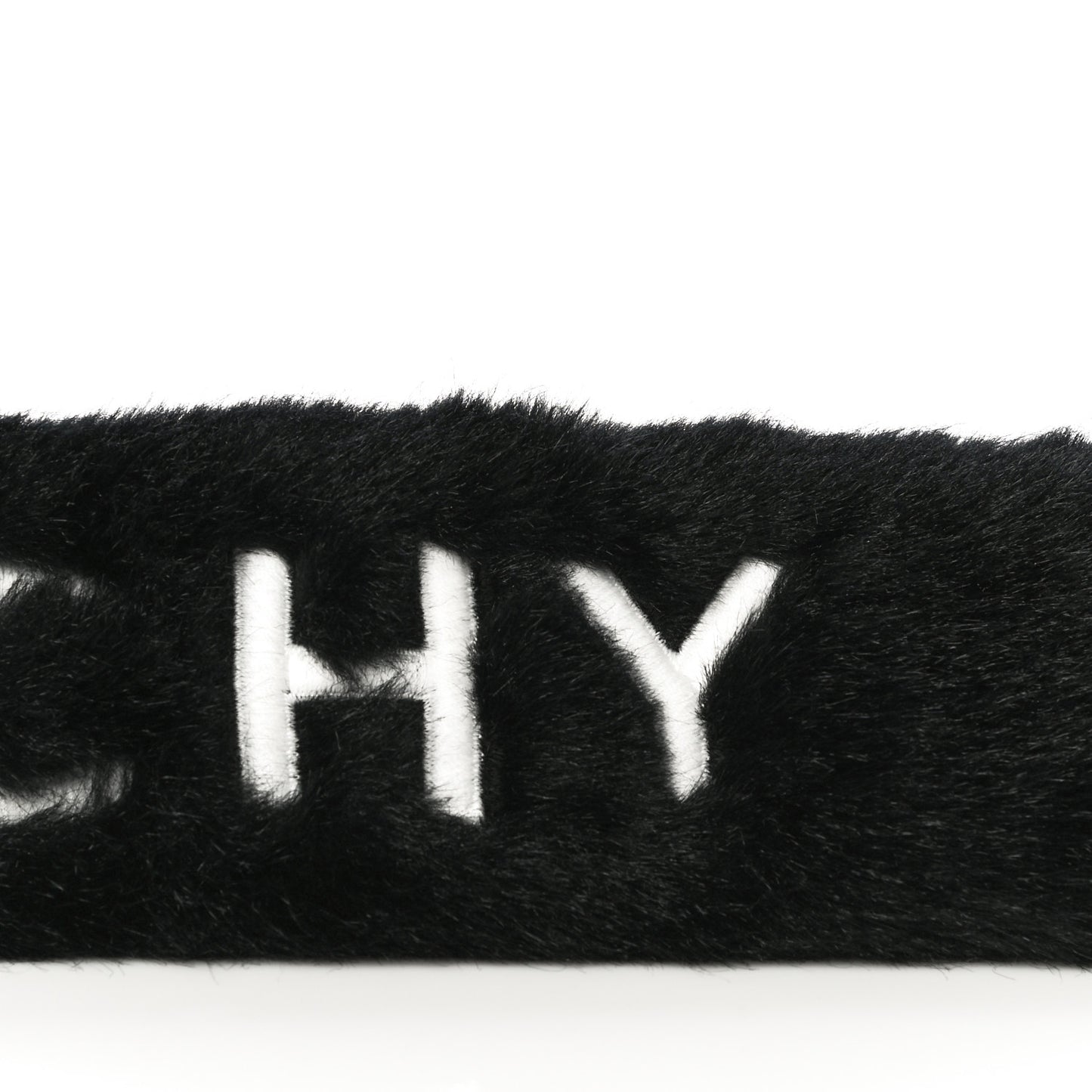 Faux Fur Logo Bag Strap Black