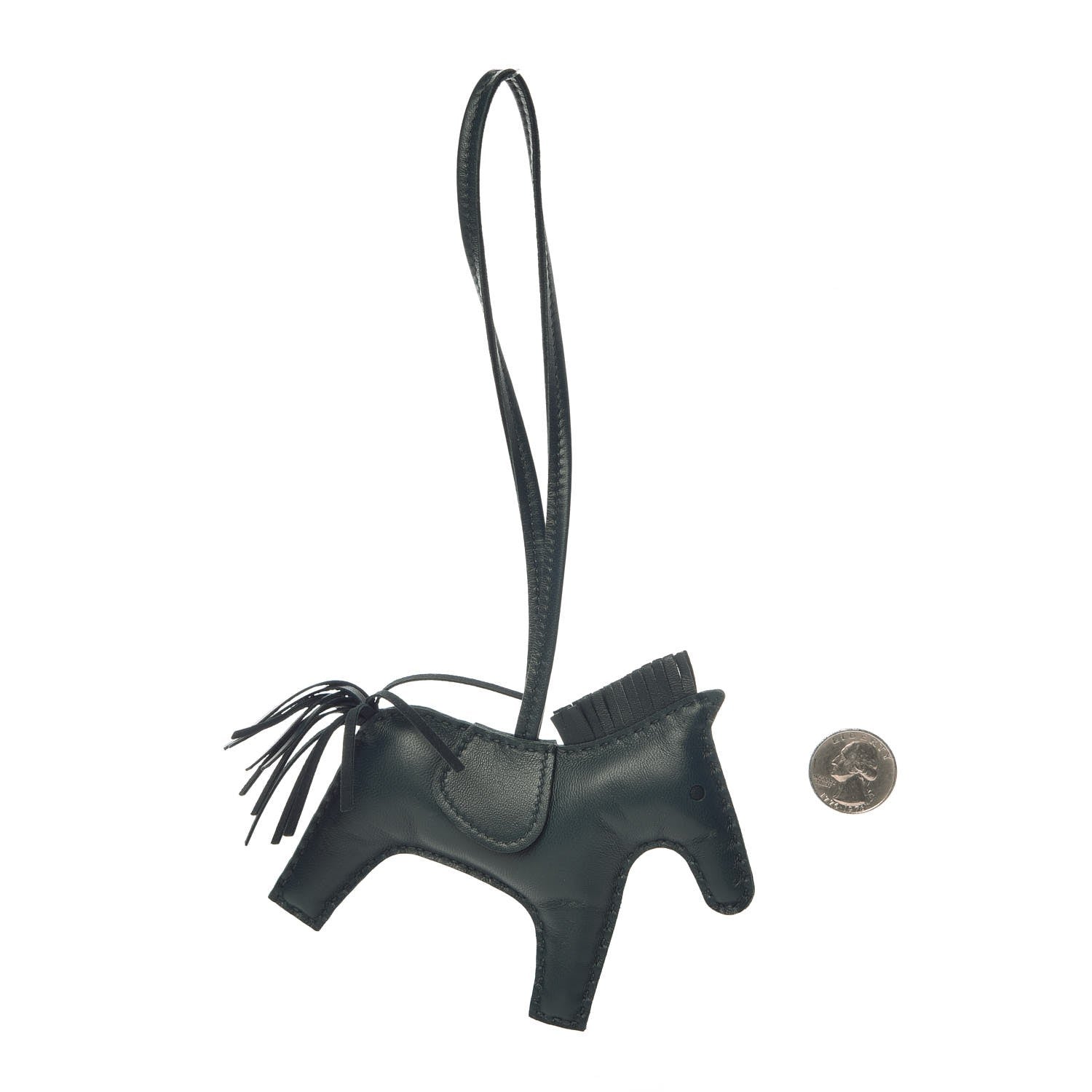 Hermes Milo Lambskin Grigri Rodeo Horse Bag Charm MM Vert Cypress 2 of 5