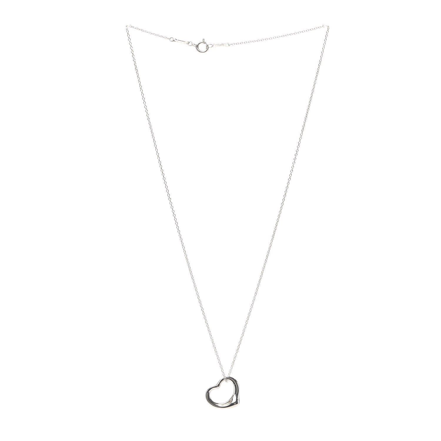 Tiffany Sterling Silver 14mm Elsa Peretti Open Heart Pendant Necklace 3 of 5