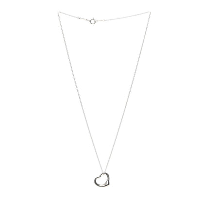 Tiffany Sterling Silver 14mm Elsa Peretti Open Heart Pendant Necklace 3 of 5
