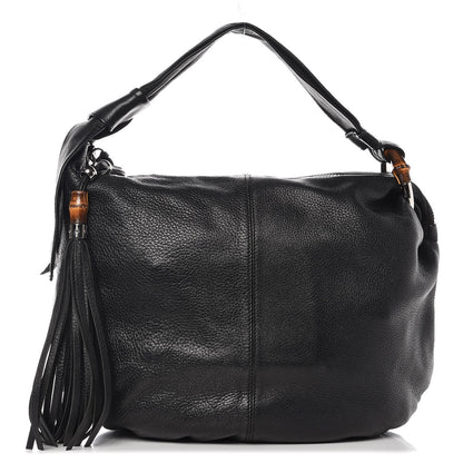 Gucci Pebbled Calfskin Medium Jungle Hobo Black 1 of 8