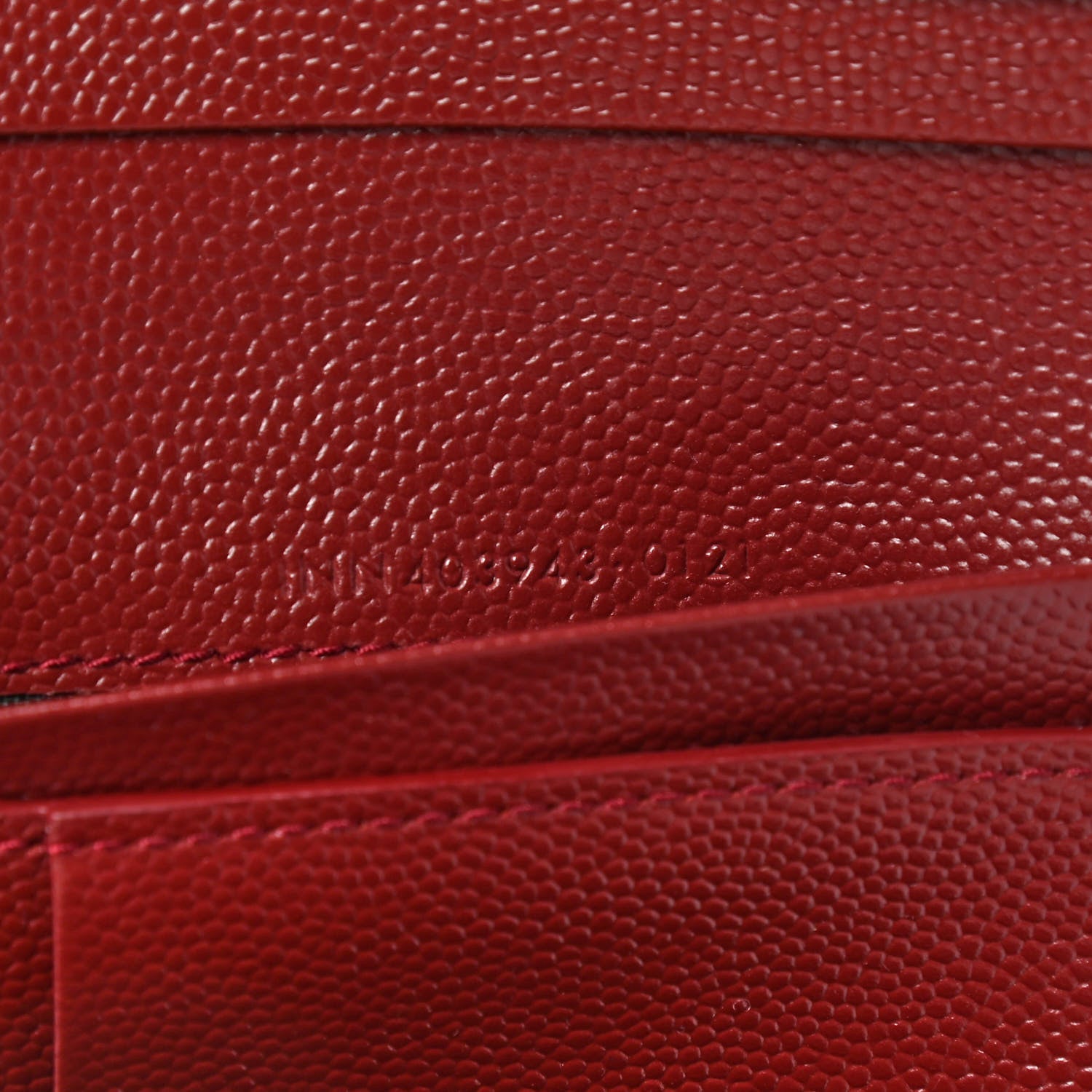 Saint Laurent Grain De Poudre Matelasse Chevron Monogram Compact Tri Fold Wallet Red 7 of 7