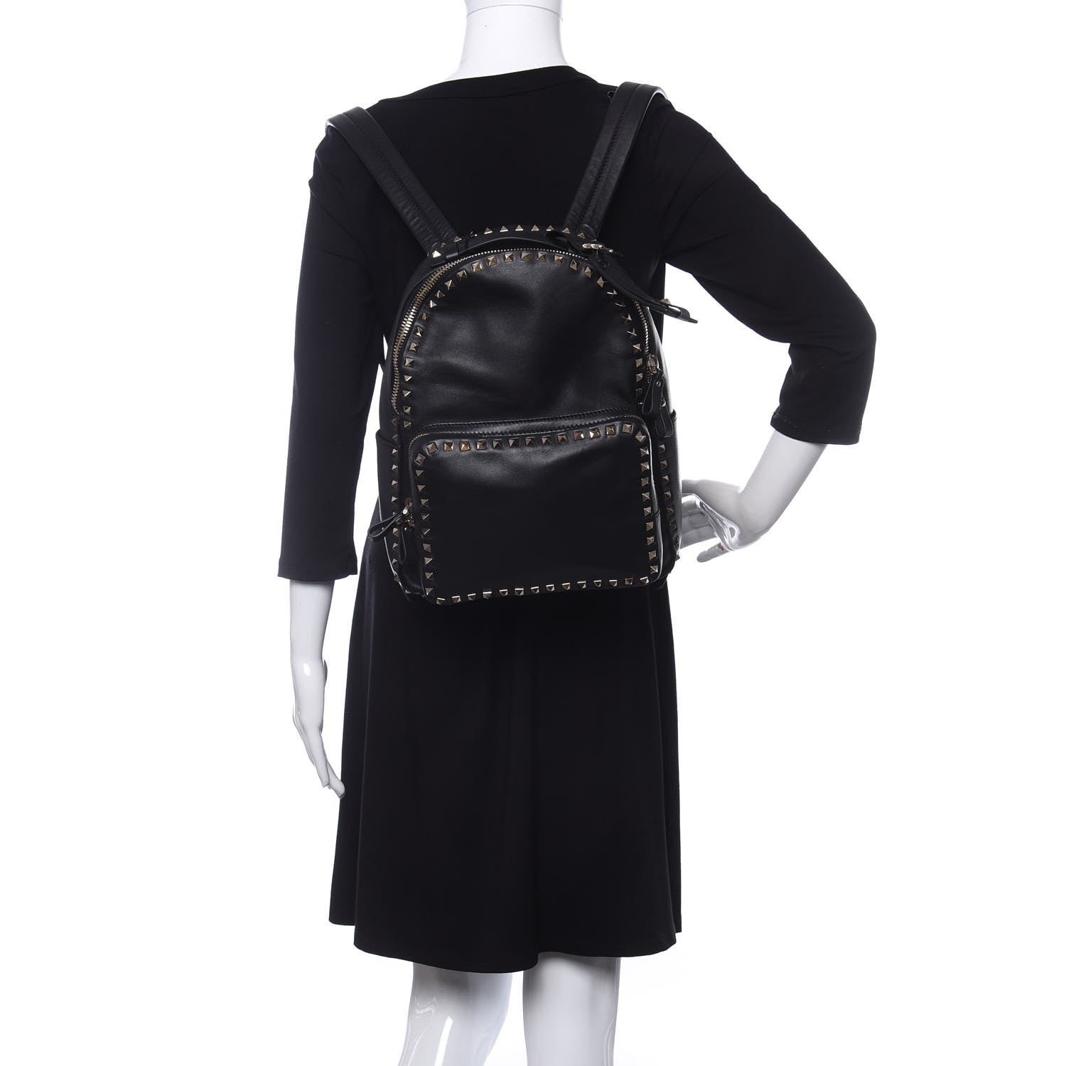 Valentino Garavani Vitello Medium Rockstud Backpack Black 2 of 10