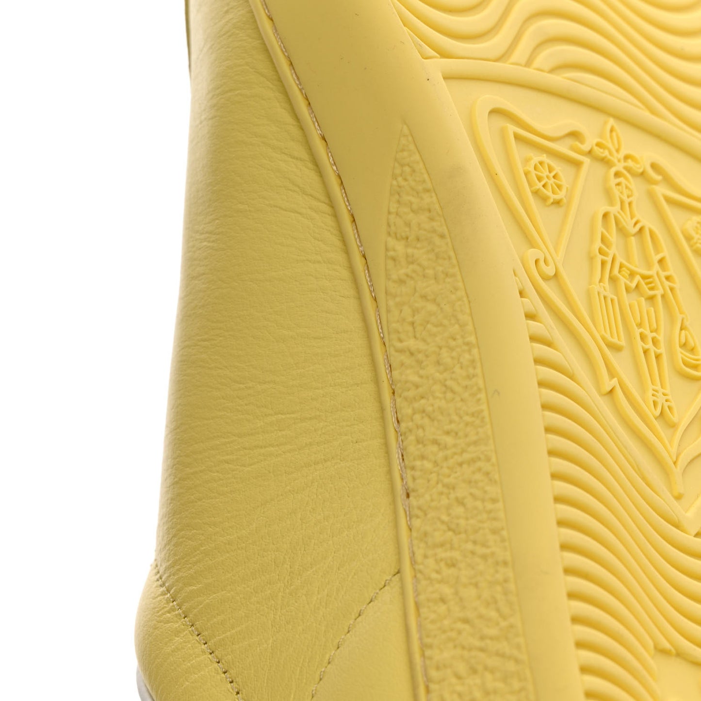 Calfskin Interlocking G Perforated Womens Ace Sneakers 37 Banana Straw Yellow