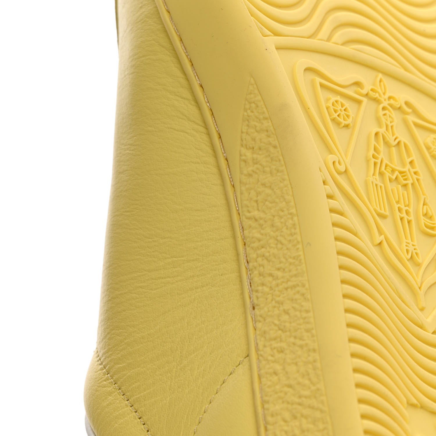Gucci Calfskin Interlocking G Perforated Womens Ace Sneakers 37 Banana Straw Yellow 10 of 11