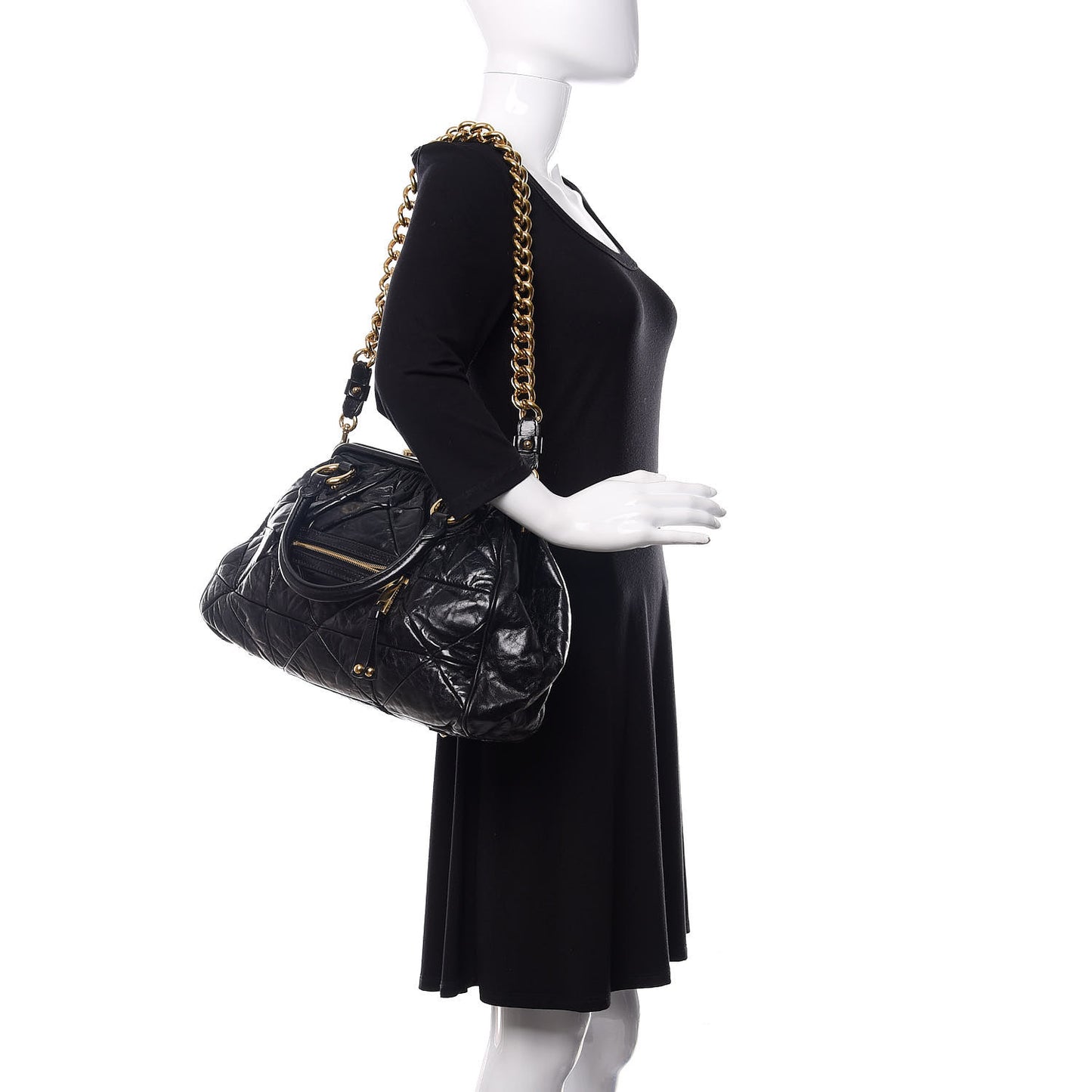 Calfskin Quilted Stam Black