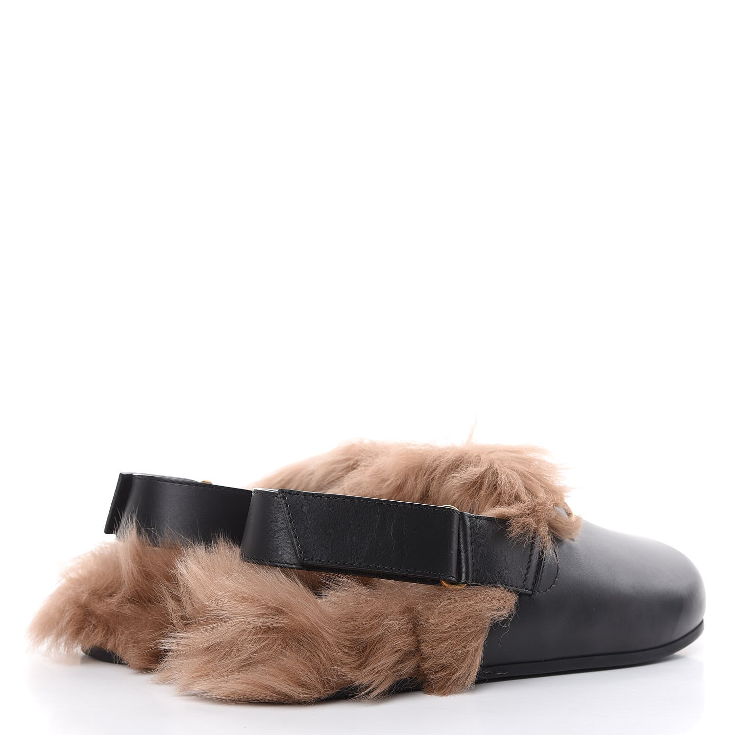 Gucci Calfskin Fur Mens Horsebit River Slingback Slippers 7 Black 4 of 8