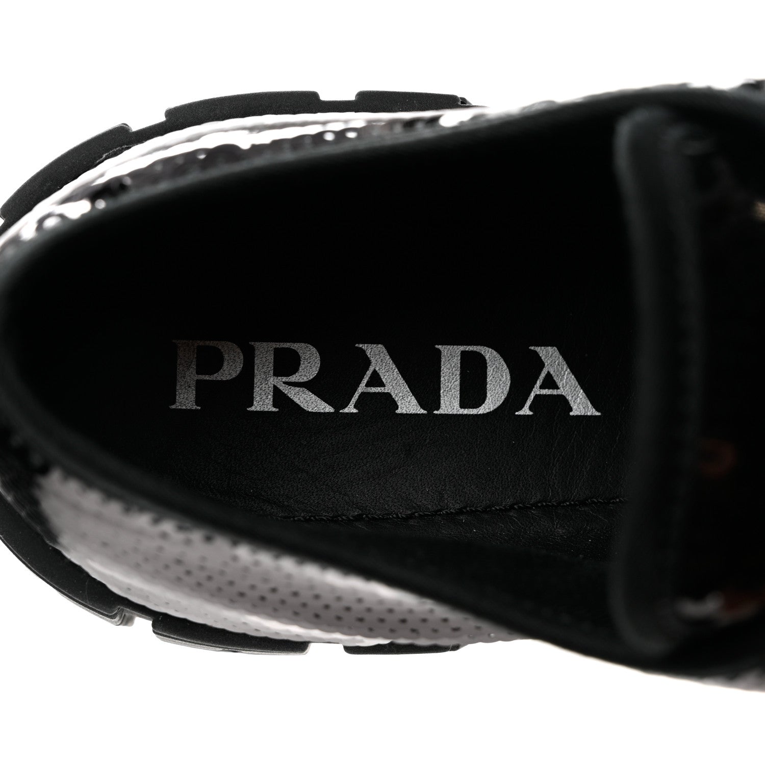Prada Paillettes Triangle Logo Double Wheel 50mm Sneakers 38 Black 7 of 9