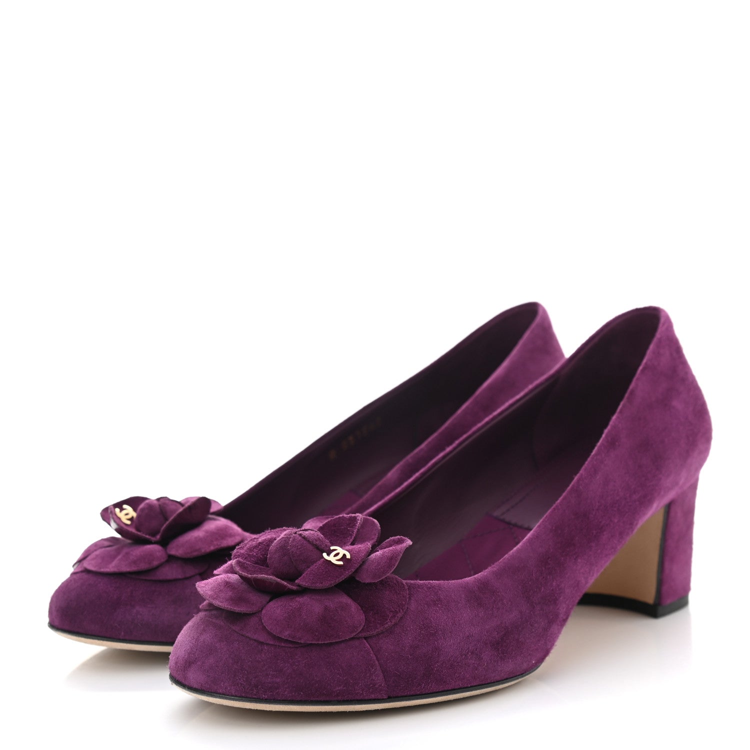Chanel Suede Calfskin Camellia Ballerina Pumps 40 Purple 3 of 10