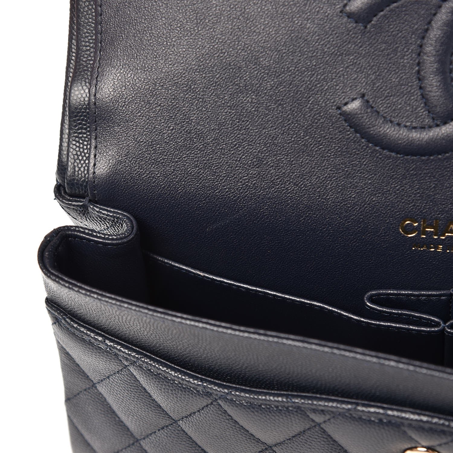 Chanel Caviar Quilted Medium Double Flap Navy 11 of 12