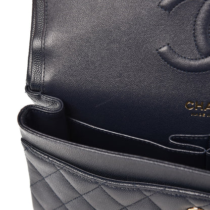 Chanel Caviar Quilted Medium Double Flap Navy 11 of 12