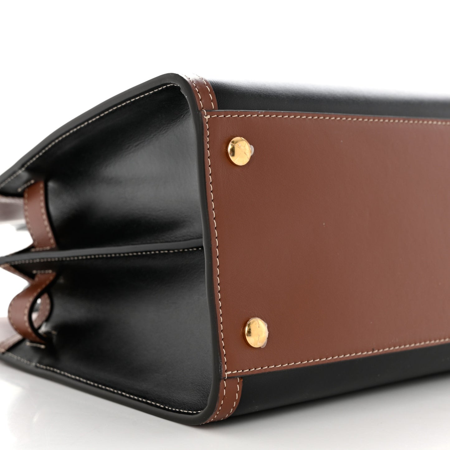 Calfskin Vintage Check Medium Two Handle Title Bag Black