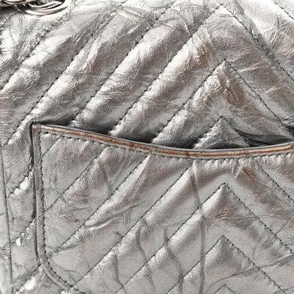 Chanel Metallic Patent Crumpled Calfskin Chevron Quilted Mini Square Flap Silver 13 of 16